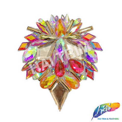 Multicolor Peach/Hot Pink/Rose Gold Motif Iron On Applique, IRA-185