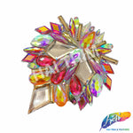 Multicolor Peach/Hot Pink/Rose Gold Motif Iron On Applique, IRA-185