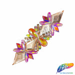 Multicolor Peach/Neon AB/Rose Gold Motif Iron On Applique, IRA-186