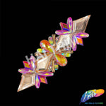 Multicolor Peach/Neon AB/Rose Gold Motif Iron On Applique, IRA-186
