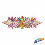 Multicolor Peach/Neon AB/Rose Gold Motif Iron On Applique, IRA-186