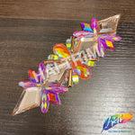 Multicolor Peach/Neon AB/Rose Gold Motif Iron On Applique, IRA-186