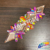 Multicolor Peach/Neon AB/Rose Gold Motif Iron On Applique, IRA-186