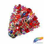 Red/Red AB/Black Motif Rhinestone Iron On Applique, IRA-187