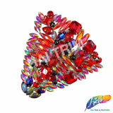 Red/Red AB/Black Motif Rhinestone Iron On Applique, IRA-187