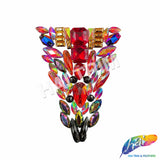 Red/Red AB/Black Motif Rhinestone Iron On Applique, IRA-188