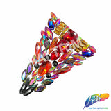 Red/Red AB/Black Motif Rhinestone Iron On Applique, IRA-188