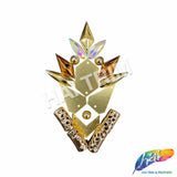 Gold/Rose Gold Mirror Spike Beaded Iron On Applique, IRA-190