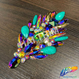 Teal/Multicolor Motif Iron On Applique, IRA-191