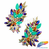Teal/Multicolor Motif Iron On Applique (sold by pair), IRA-192