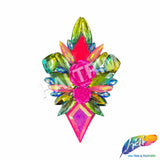 Green/Pink Flower Motif Iron On Applique, IRA-193