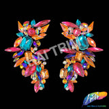 Multicolor/Hot Pink Motif Iron On Applique (sold by pair), IRA-194