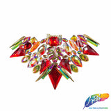 Red/Peacock/Multicolor Motif Iron On Applique, IRA-197