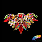 Red/Peacock/Multicolor Motif Iron On Applique, IRA-197