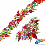 Red/Peacock/Multicolor/Gold Motif Iron On Applique, IRA-198