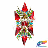 Red/Peacock/Multicolor/Gold Motif Iron On Applique, IRA-198