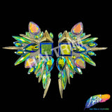 Green AB/Purple AB/Gold Wing Motif Iron On Applique (sold by pair), IRA-199