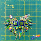Green AB/Purple AB/Gold Wing Motif Iron On Applique (sold by pair), IRA-199