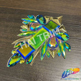 Green AB/Purple AB/Gold Motif Iron On Applique, IRA-200