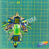 Green AB/Purple AB/Gold Motif Iron On Applique, IRA-200