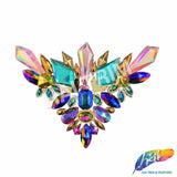 Multicolor Pink Purple Aqua Motif Iron On Applique, IRA-201
