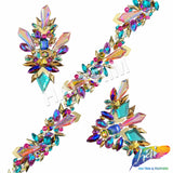 Multicolor Pink Purple Aqua Motif Iron On Applique, IRA-201