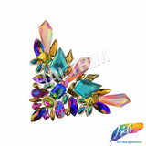 Multicolor Pink Purple Aqua Motif Iron On Applique, IRA-201