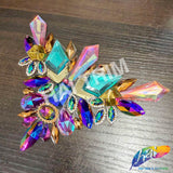 Multicolor Pink Purple Aqua Motif Iron On Applique, IRA-201
