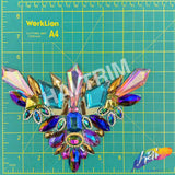 Multicolor Pink Purple Aqua Motif Iron On Applique, IRA-201