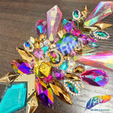Multicolor Pink Purple Aqua Motif Iron On Applique, IRA-202