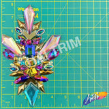 Multicolor Pink Purple Aqua Motif Iron On Applique, IRA-202