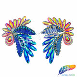 Royal Blue AB/Red AB Wing Motif Iron On Applique (sold by pair), IRA-203