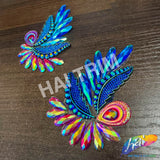 Royal Blue AB/Red AB Wing Motif Iron On Applique (sold by pair), IRA-203