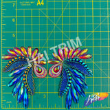 Royal Blue AB/Red AB Wing Motif Iron On Applique (sold by pair), IRA-203
