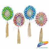 Oval Medallion Iron On Applique with Chain Tassel, IRA-204