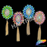 Oval Medallion Iron On Applique with Chain Tassel, IRA-204