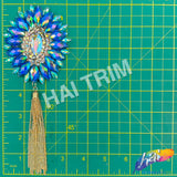 Oval Medallion Iron On Applique with Chain Tassel, IRA-204