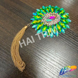 Oval Medallion Iron On Applique with Chain Tassel, IRA-204