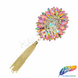 Oval Medallion Iron On Applique with Chain Tassel, IRA-204