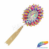 Oval Medallion Iron On Applique with Chain Tassel, IRA-204