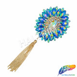 Oval Medallion Iron On Applique with Chain Tassel, IRA-204
