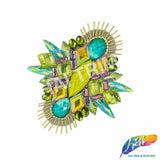 Lime Green/Teal/Aqua Motif Iron On Applique, IRA-205