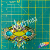 Lime Green/Teal/Aqua Motif Iron On Applique, IRA-205