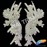Crystal Rhinestone Flower Motif Iron On Applique (sold by pair), IRA-300