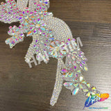 Crystal Rhinestone Flower Motif Iron On Applique (sold by pair), IRA-300
