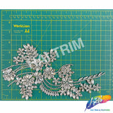 Crystal Rhinestone Flower Motif Iron On Applique, IRA-302