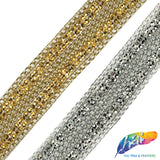 1" 2-row Rhinestone Iron on Trim with Chain Border, IRT-030