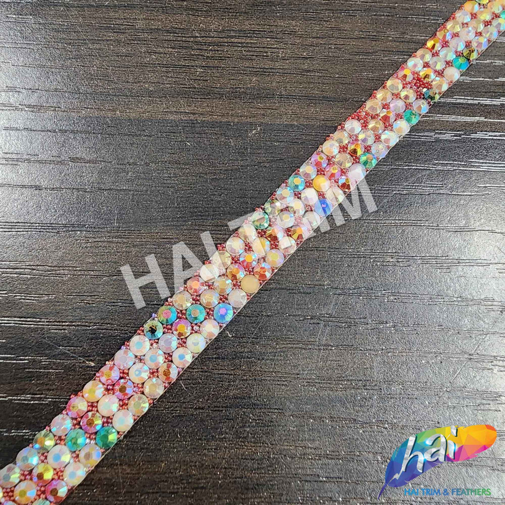 Multicolor Rhimestone Fringe 3/8
