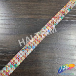 3/8" 3-Row Multicolored Rhinestone Iron on Trim, IRT-138