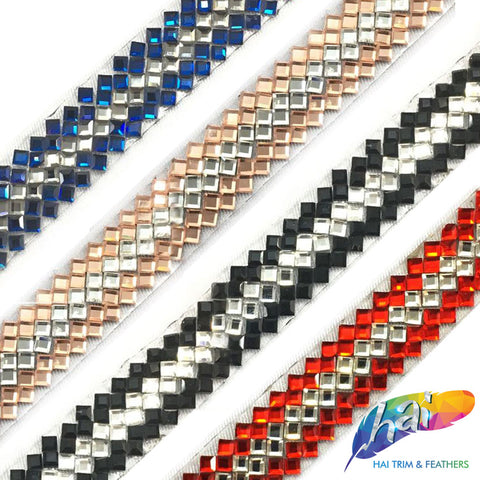1/2" Multi-Diamond Rhinestone Iron on Trim, IRT-066